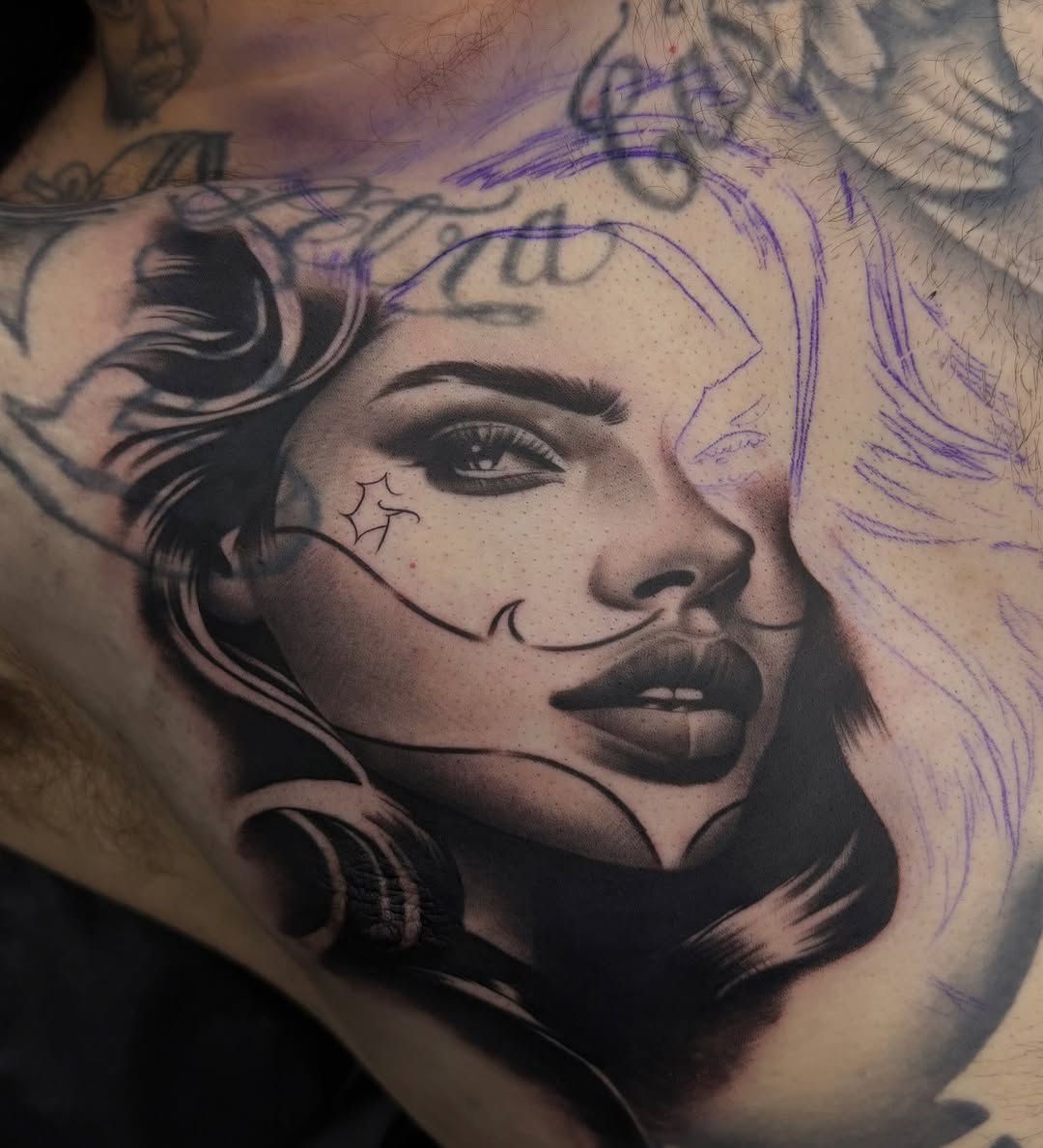 Tattoo by @tattooboytattoos — realism, black_and_grey