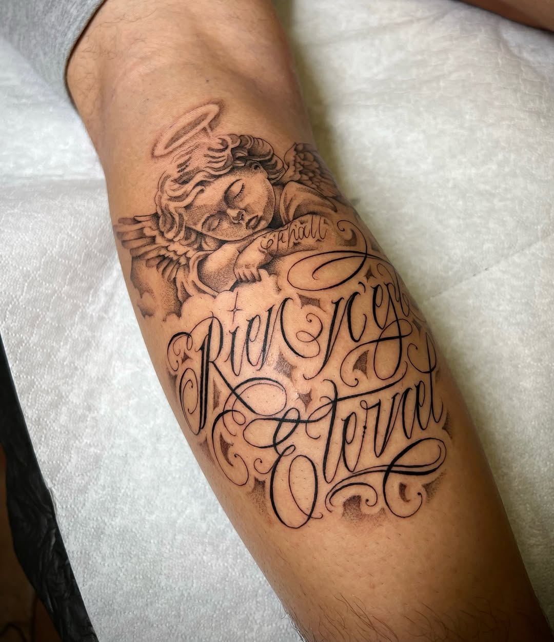 Tattoo by @blot_tattoo — black_and_grey, lettering_script