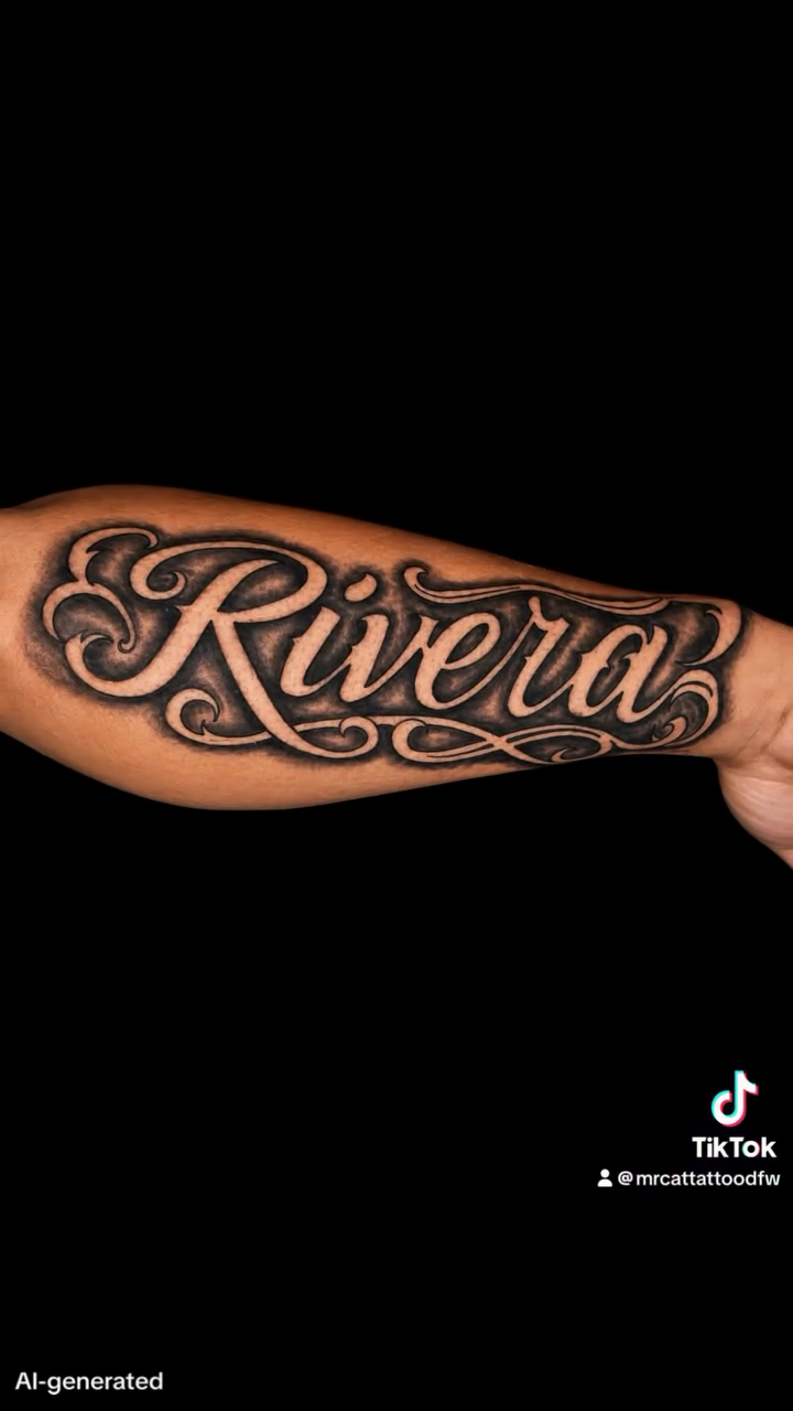 Tattoo by @mr.cat_dfw — lettering_script, black_and_grey