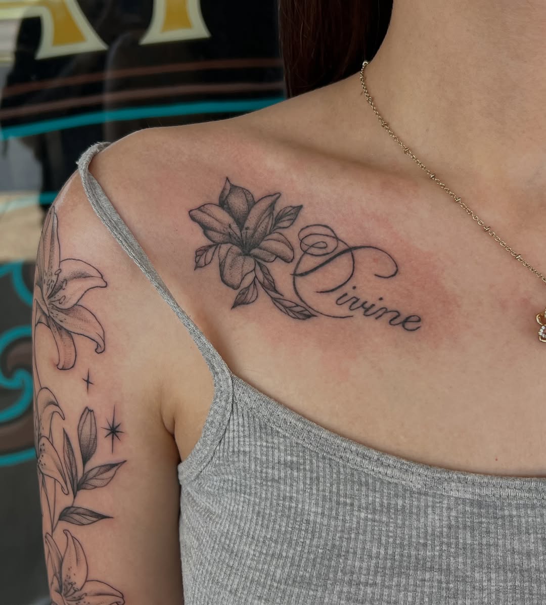 Tattoo by @calliecattats โ fine_line, lettering_script