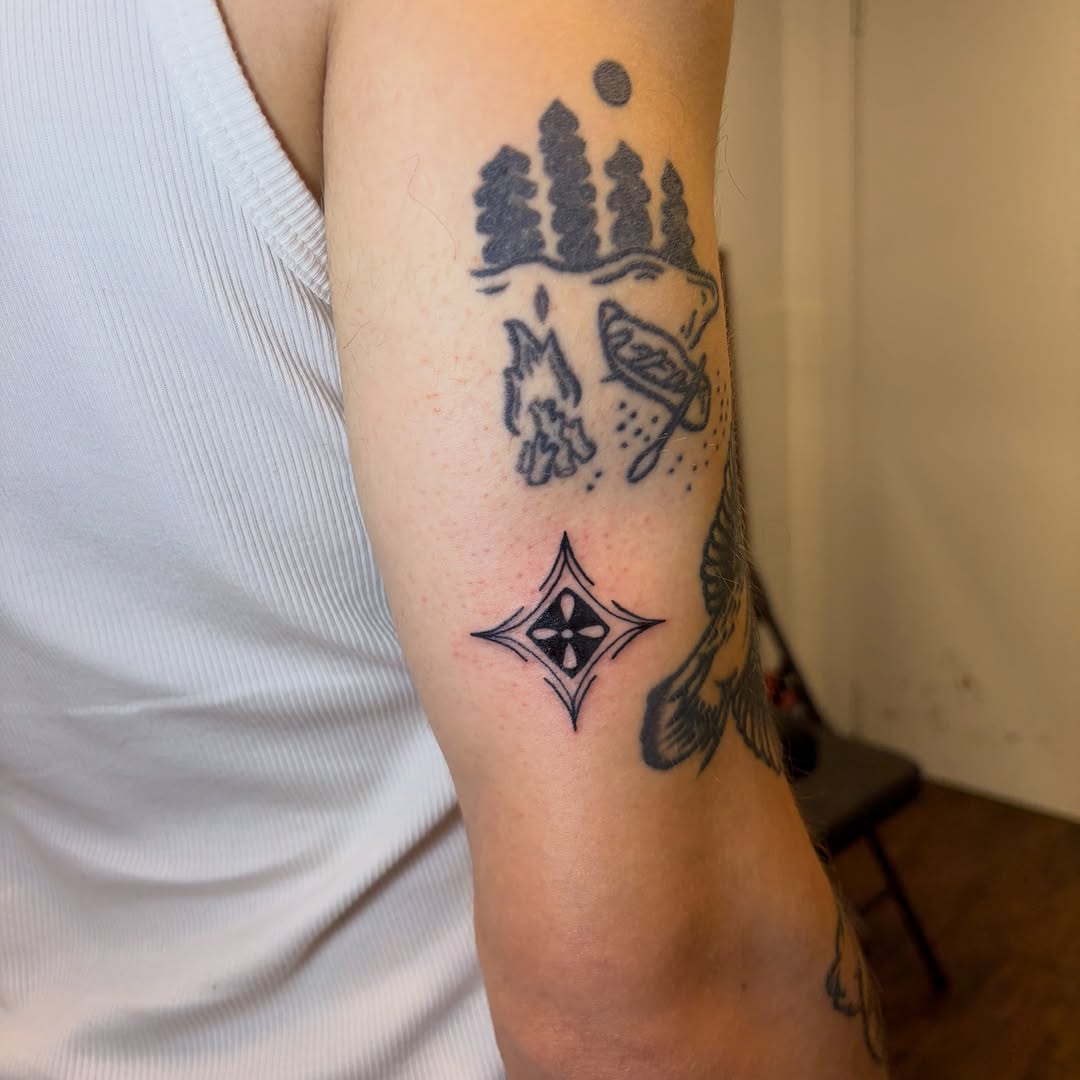 Tattoo by @mushypokes — geometric, minimalist