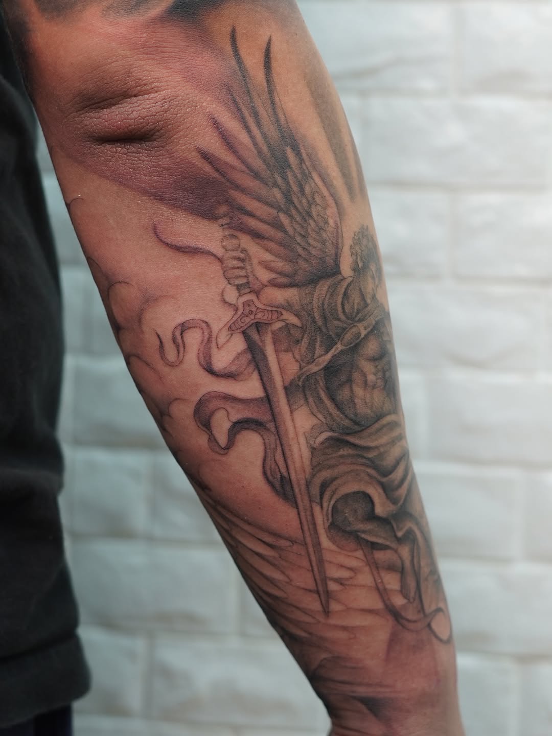 Tattoo by @danaeoxotattoos โ realism, black_and_grey