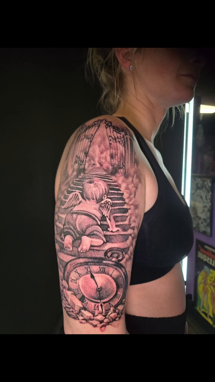 Tattoo by @blackspidertattoo — black_and_grey, realism