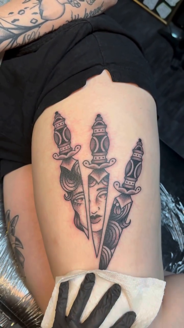 Tattoo by @traddymaddie β black_and_grey, chicano