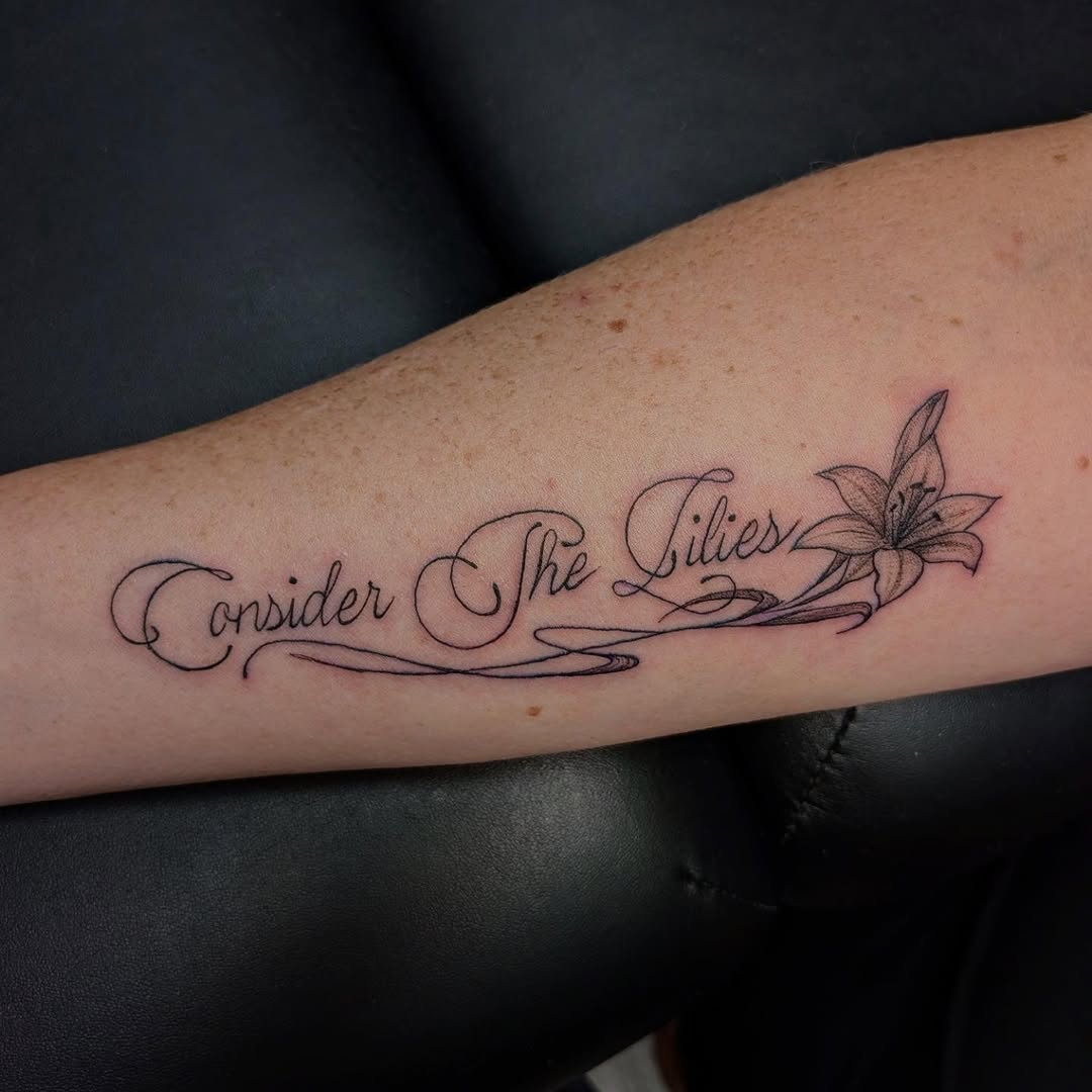 Tattoo by @jadektattoos โ lettering_script, fine_line
