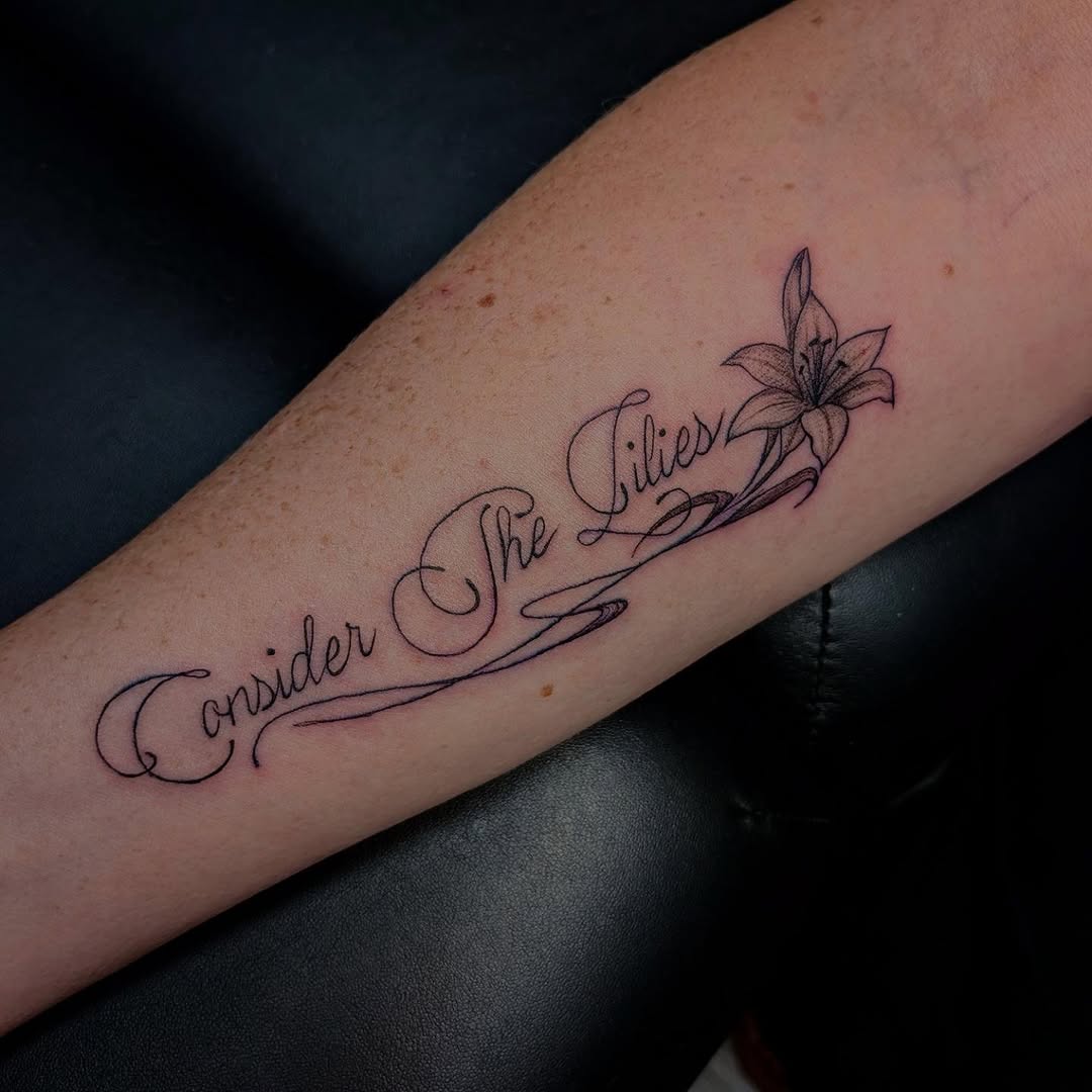 Tattoo by @jadektattoos โ lettering_script, fine_line