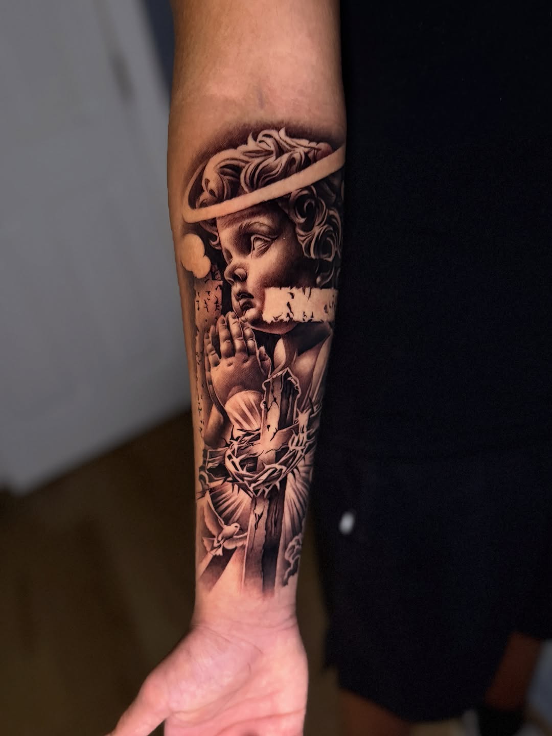 Tattoo by @milesjtattoos — black_and_grey, realism