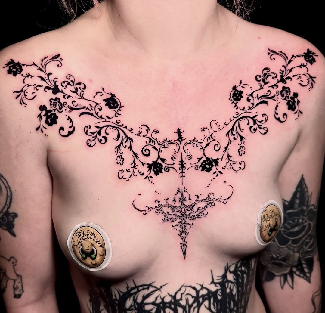 Tattoo by @amberbananafish — ornamental, blackwork