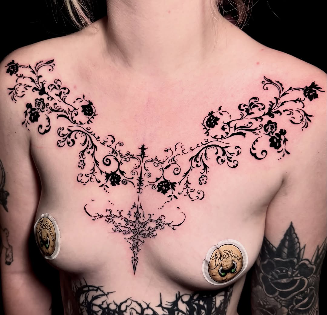 Tattoo by @amberbananafish — blackwork, ornamental