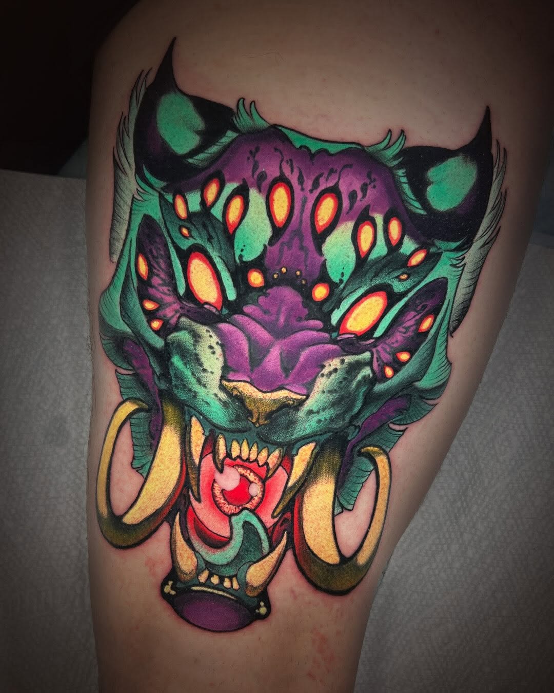 Tattoo by @hairofthehound — new_school, blackwork