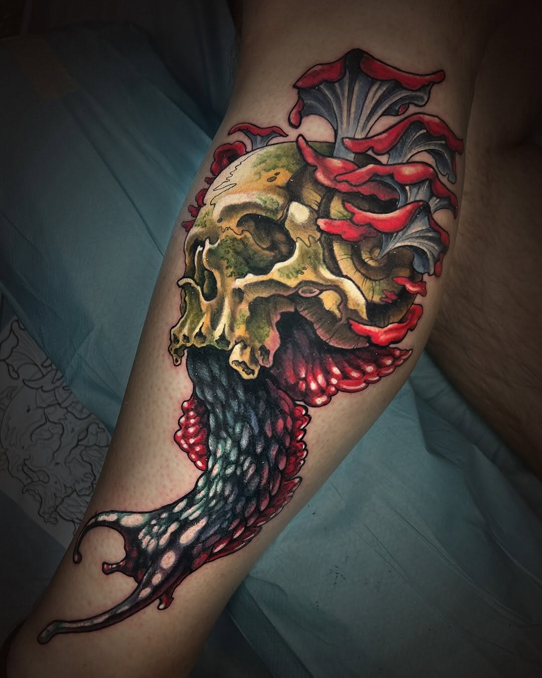 Tattoo by @hairofthehound — dark_realism, trash_polka