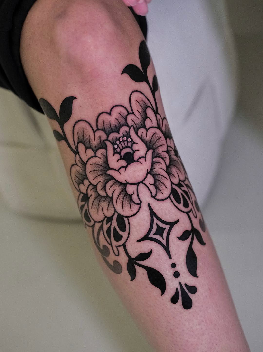 Tattoo by @miyookstattoo — blackwork, ornamental