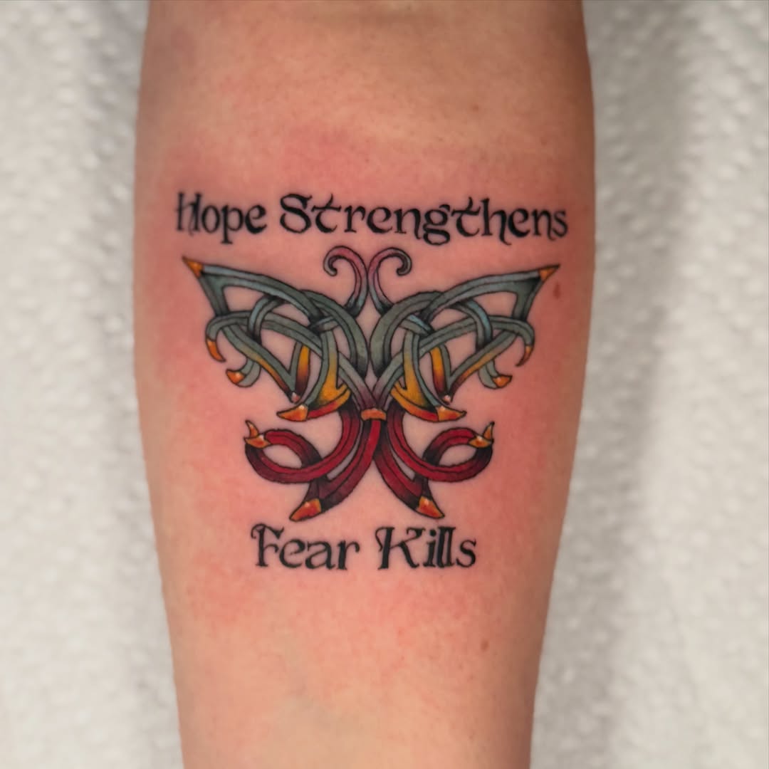Tattoo by @chiahtattoos — lettering_script, geometric