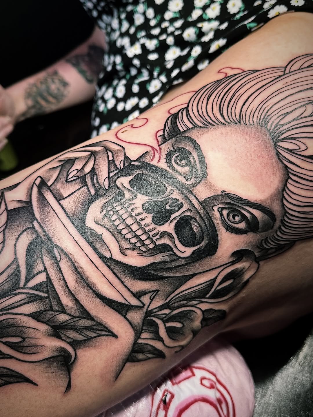 Tattoo by @dumb.blonde.tattoo โ black_and_grey, illustrative