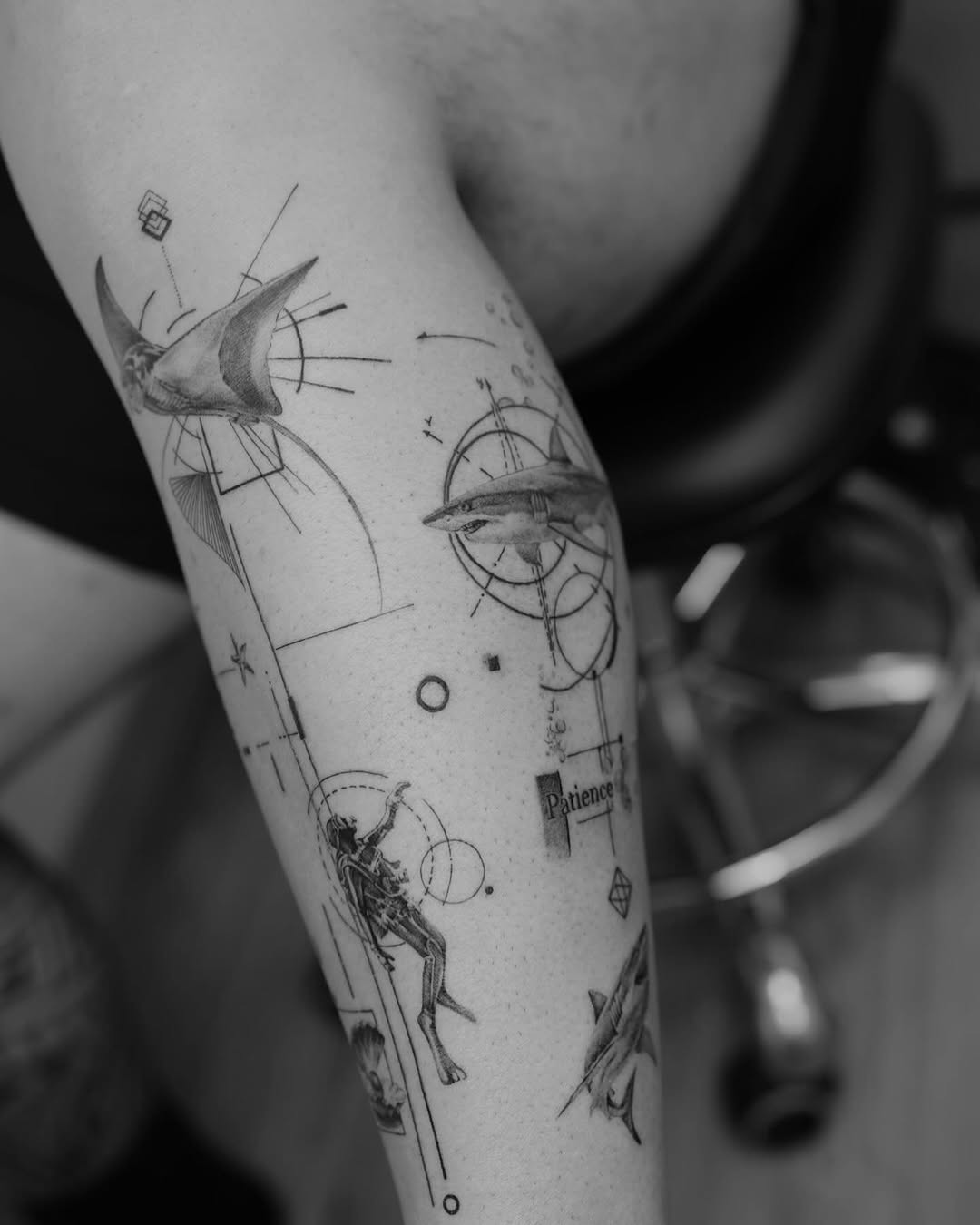 Tattoo by @arthoitam — black_and_grey, geometric