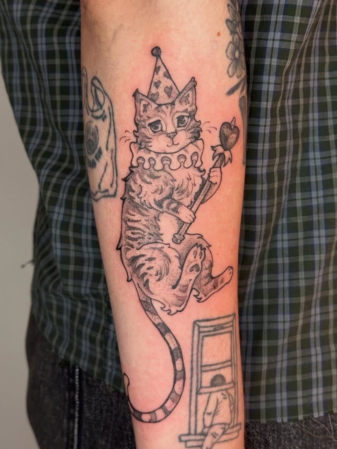 Tattoo by @cat.tatz — black_and_grey, illustrative