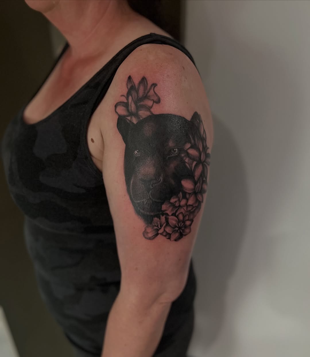 Tattoo by @natasha.p.tattoos — realism, black_and_grey