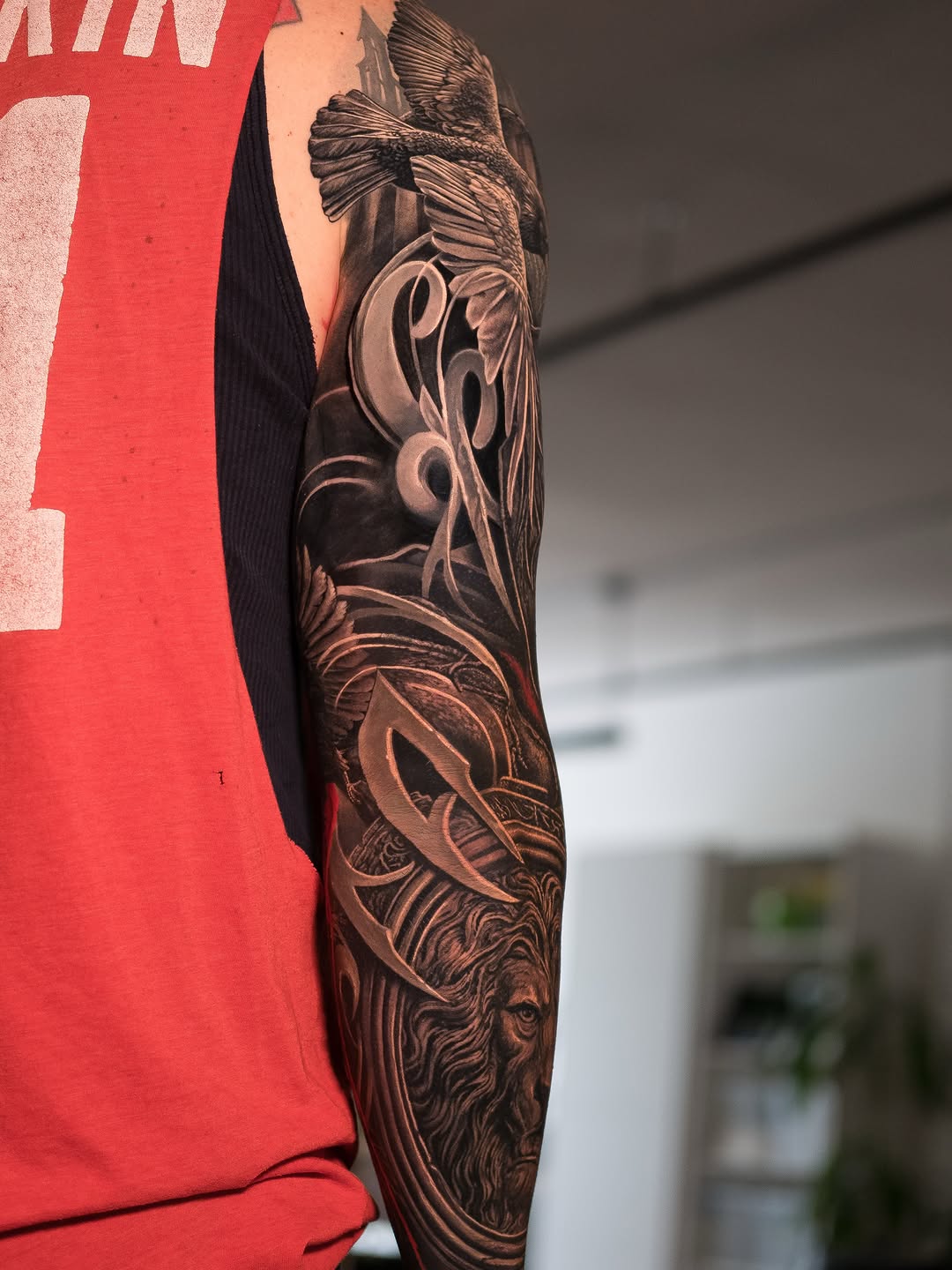 Tattoo by @chrispowelltattoos — realism, black_and_grey
