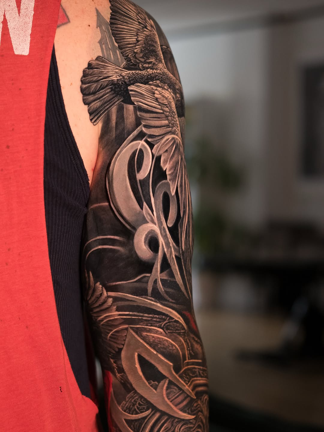 Tattoo by @chrispowelltattoos — realism, black_and_grey
