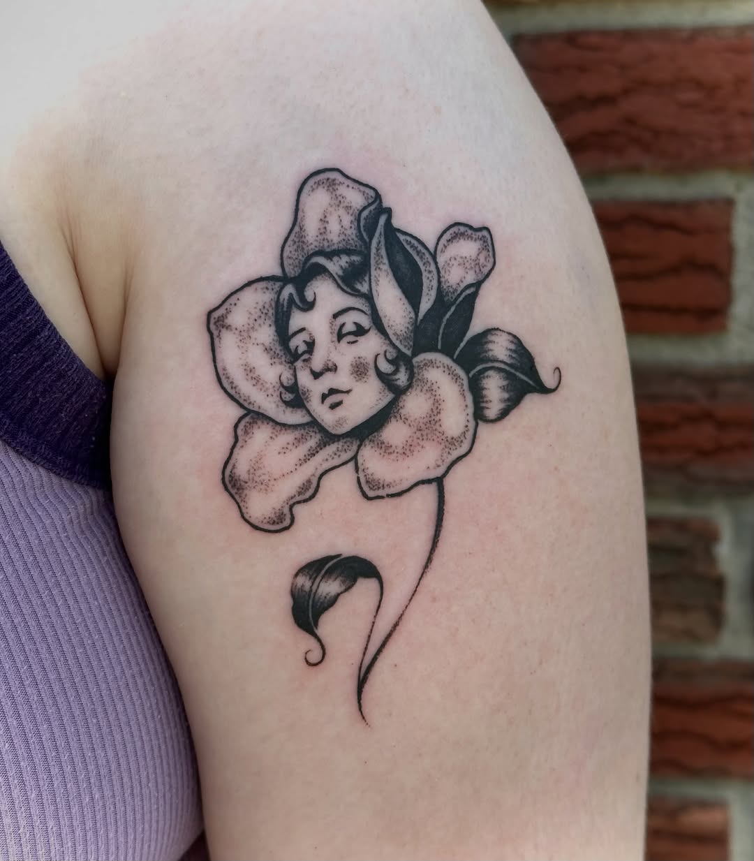 Tattoo by @bogwitchtattoos — dotwork, black_and_grey