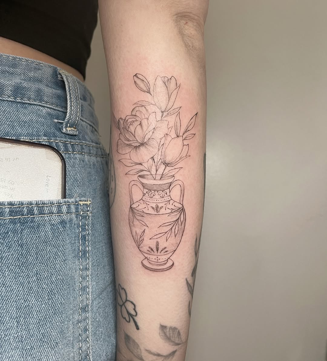 Tattoo by @inked.by_kloey — fine_line, black_and_grey
