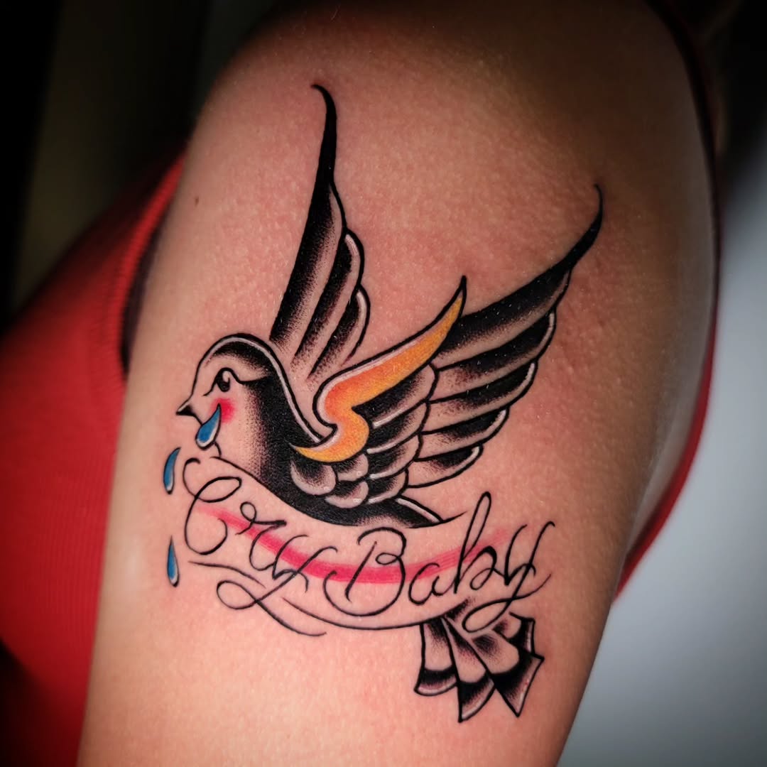 Tattoo by @suckafish_tattoos — american_traditional, lettering_script