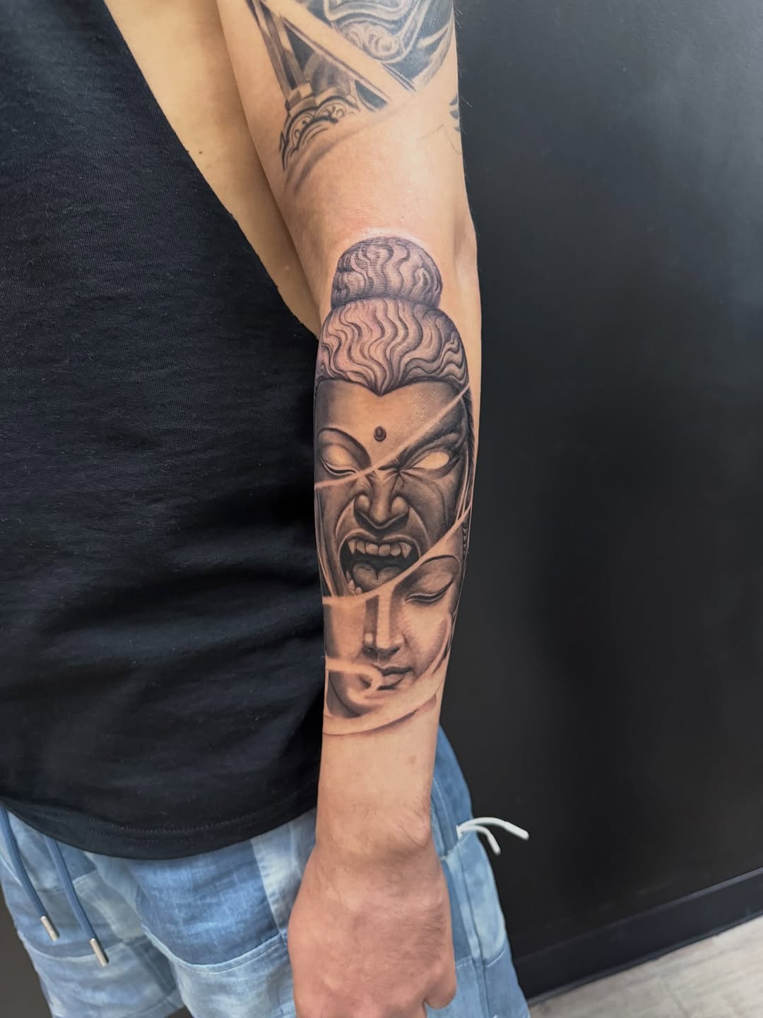 Tattoo by @d_goddess_tattoos — realism, black_and_grey