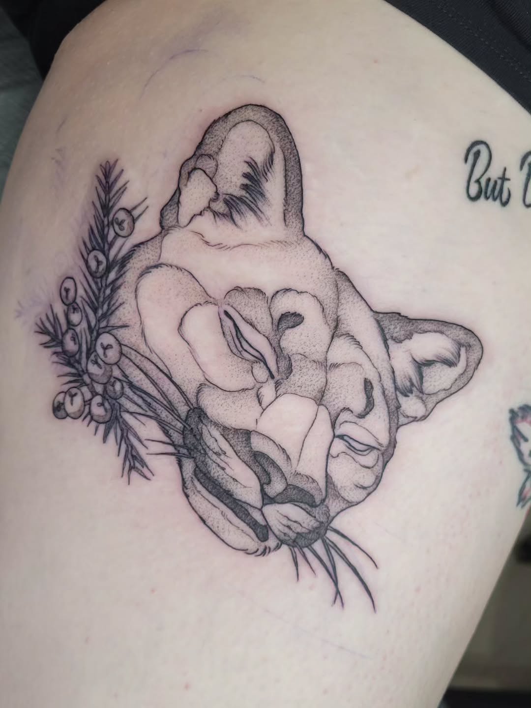Tattoo by @melancholy.moth.tattoo — black_and_grey, dotwork
