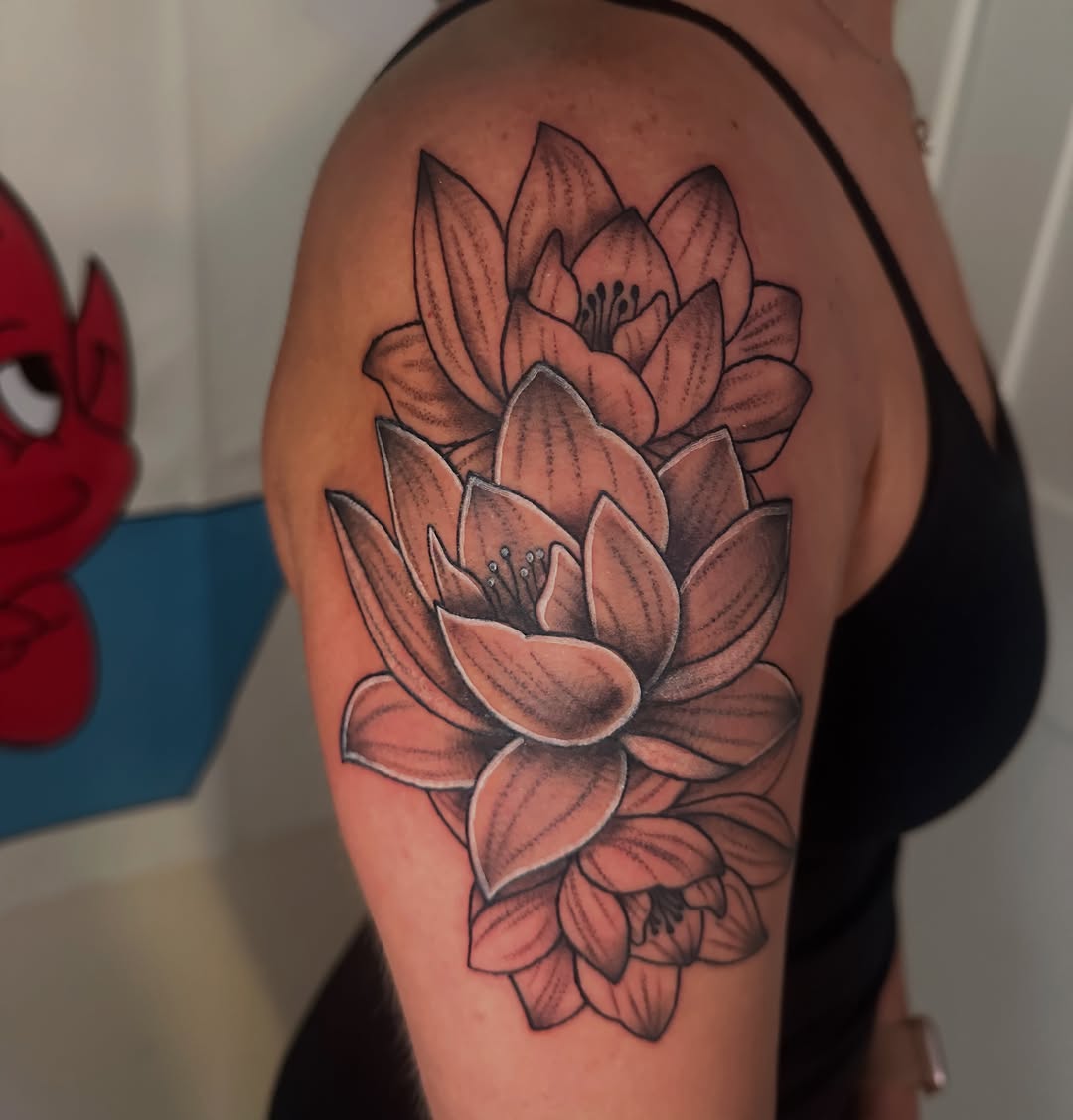 Tattoo by @drewthetattooguy β black_and_grey