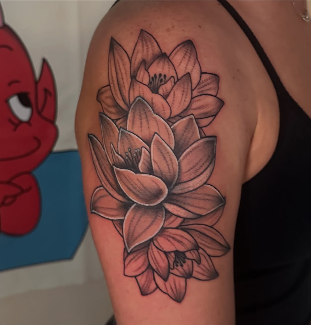 Tattoo by @drewthetattooguy β black_and_grey