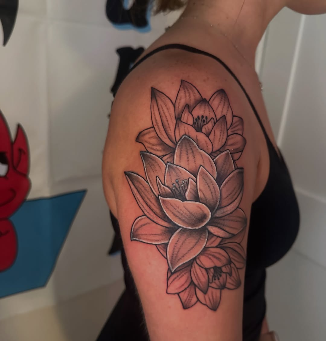 Tattoo by @drewthetattooguy β black_and_grey