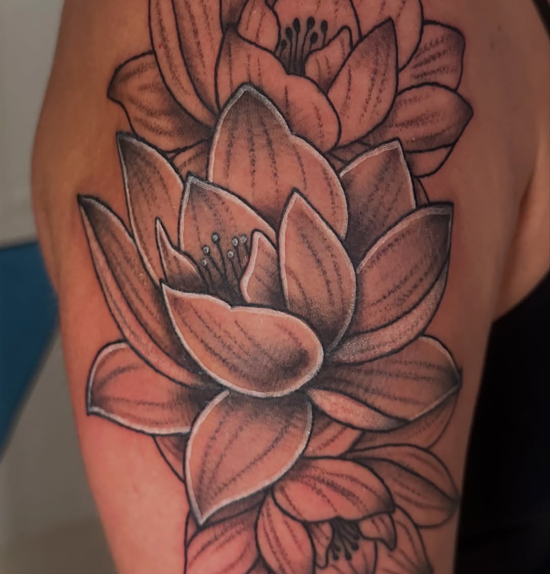 Tattoo by @drewthetattooguy β black_and_grey