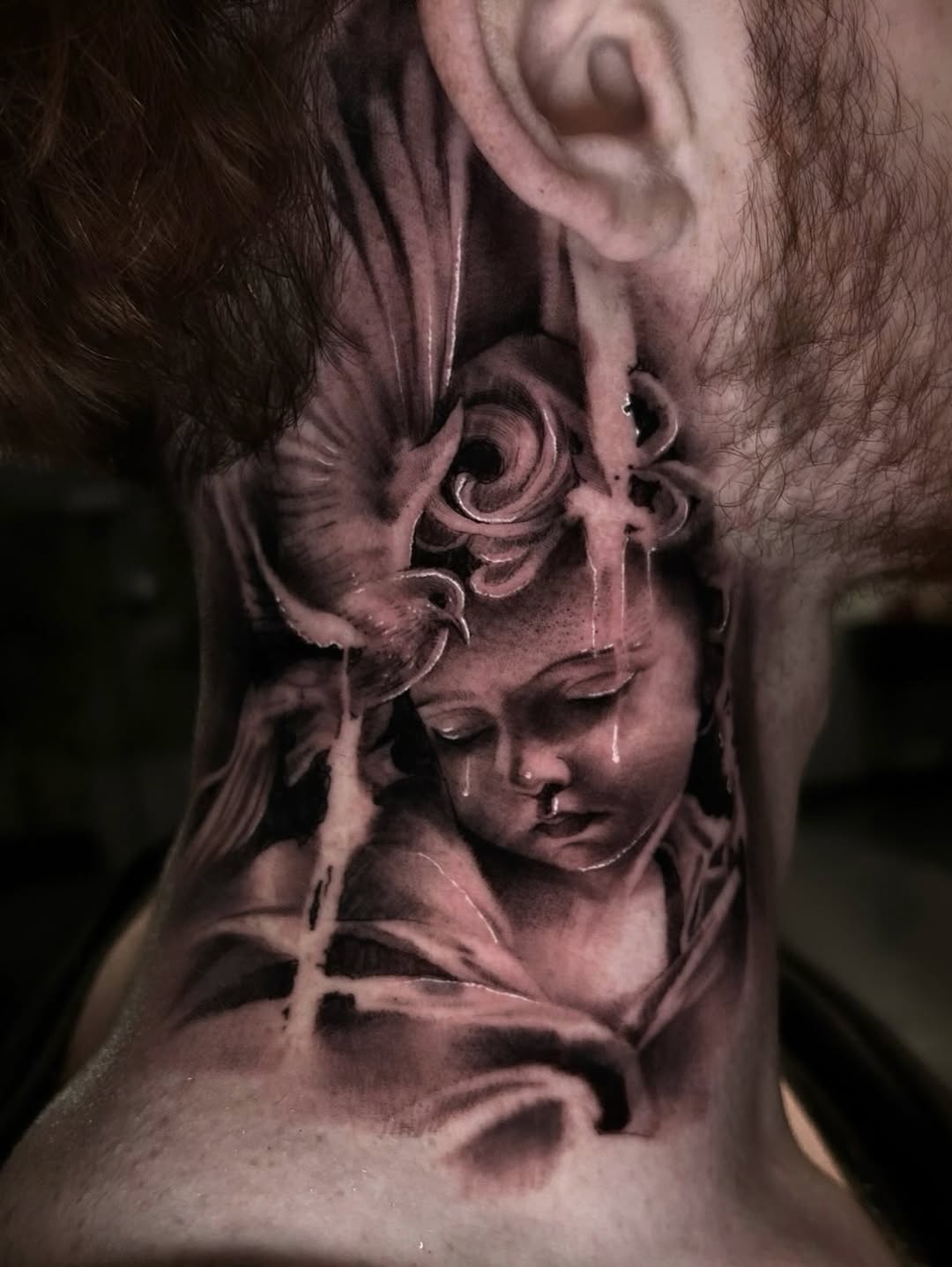 Tattoo by @cxrsmeiertattoos — realism, black_and_grey