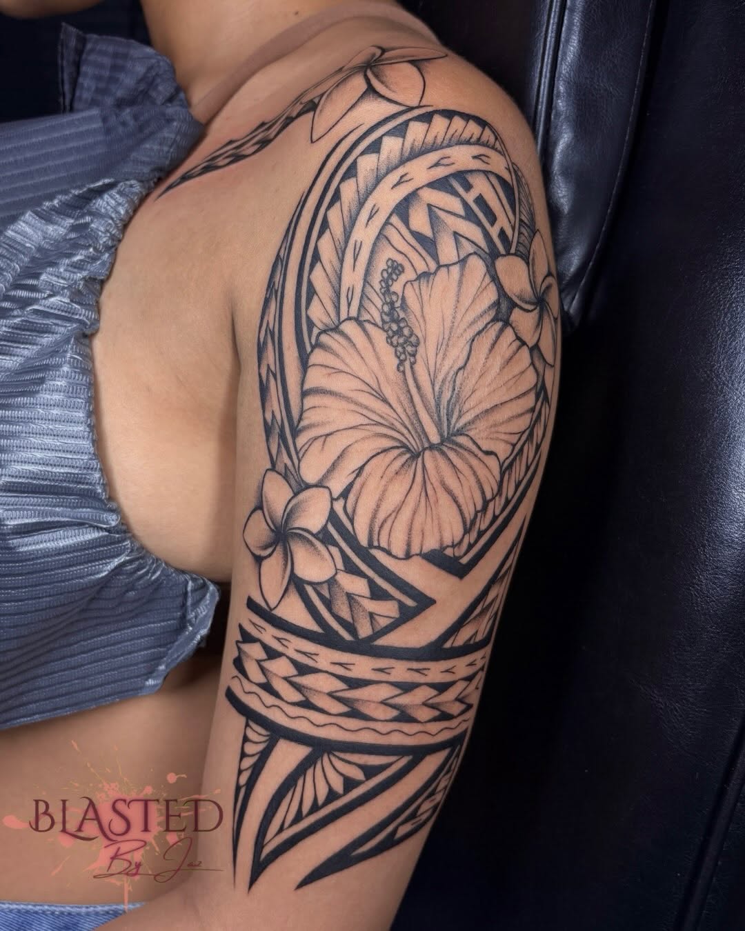 Tattoo by @blastedbyjaz — illustrative, blackwork