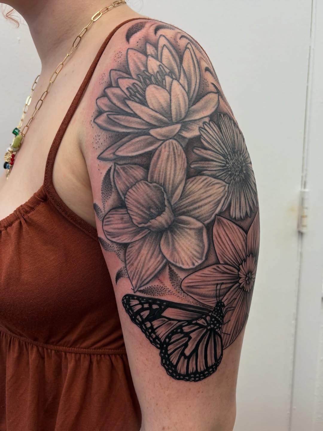 Tattoo by @skyecaliforniaink — black_and_grey, dotwork