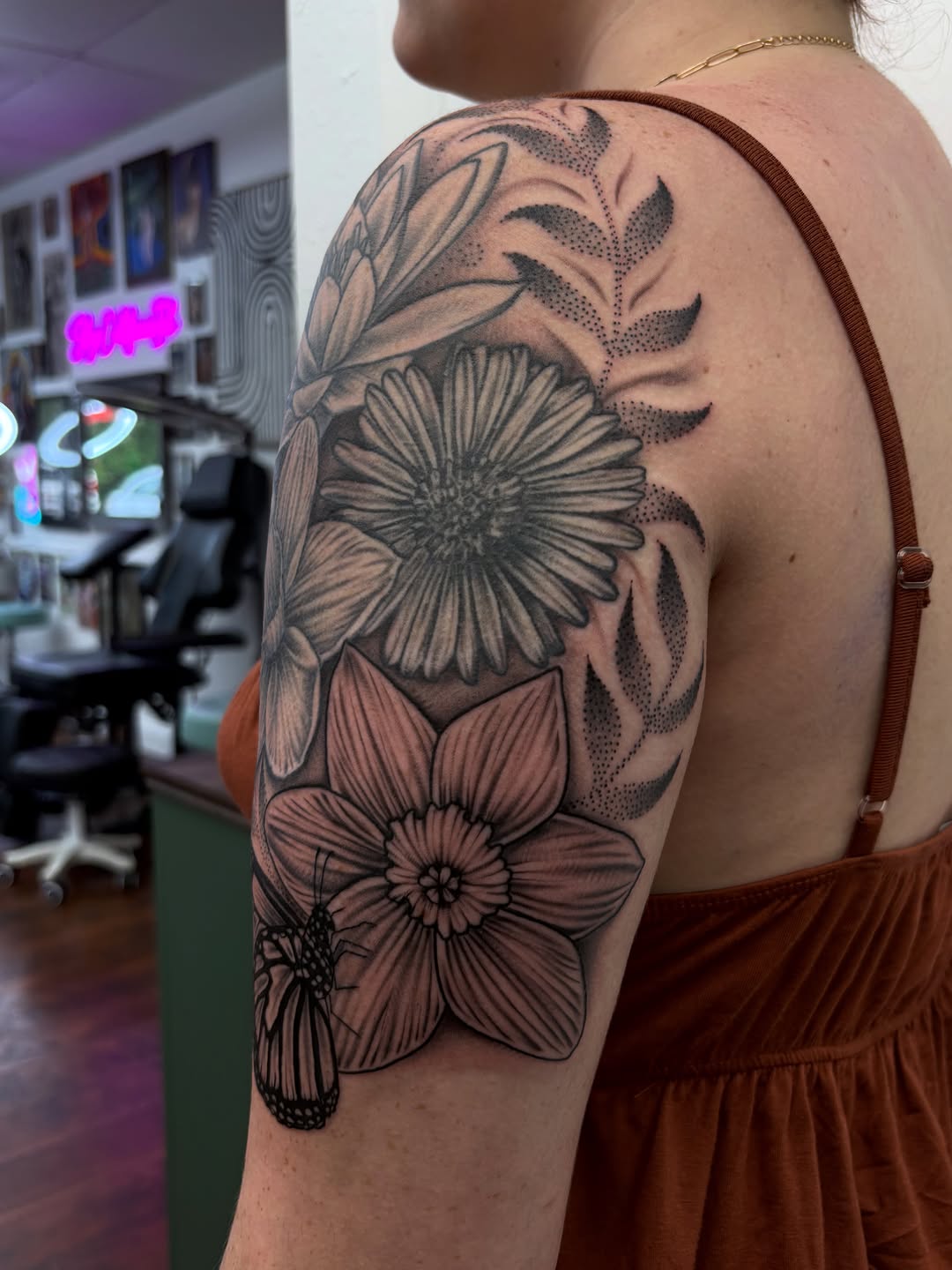 Tattoo by @skyecaliforniaink — black_and_grey, dotwork