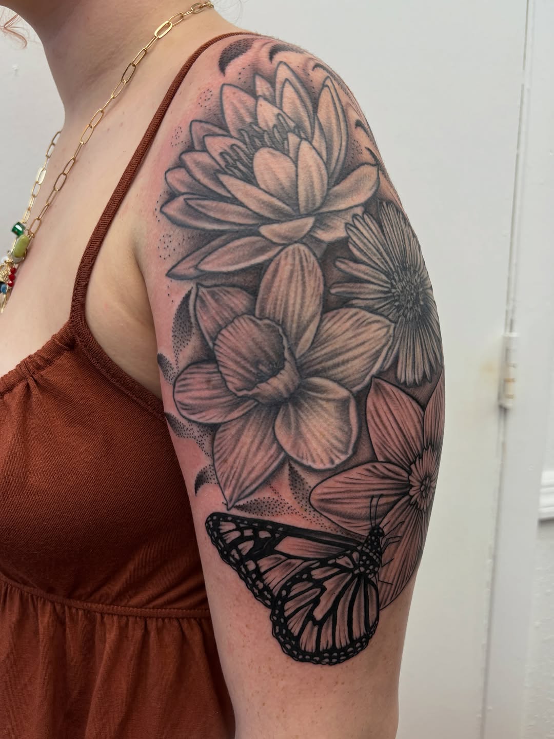 Tattoo by @skyecaliforniaink — black_and_grey, dotwork
