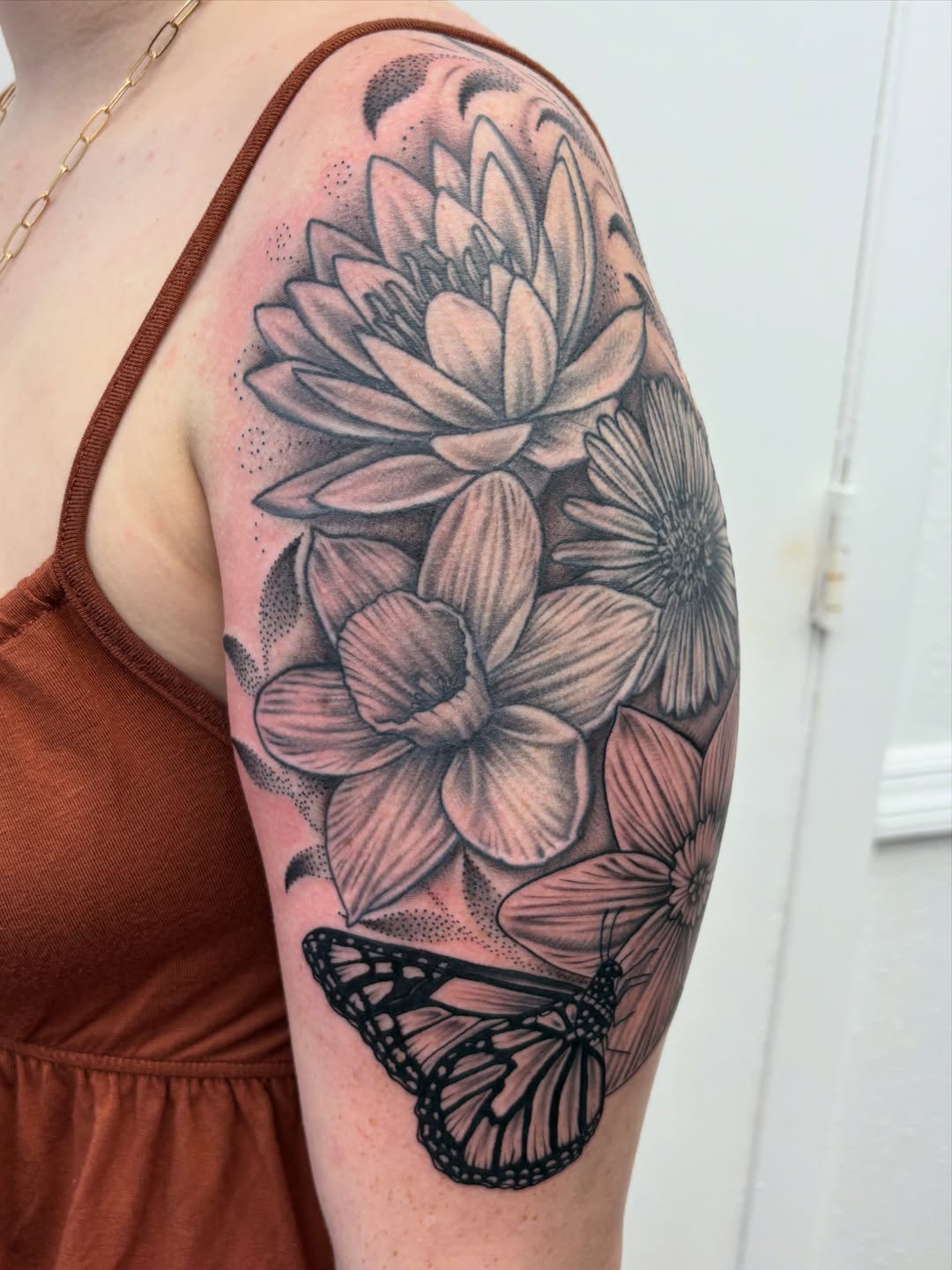 Tattoo by @skyecaliforniaink — realism, dotwork