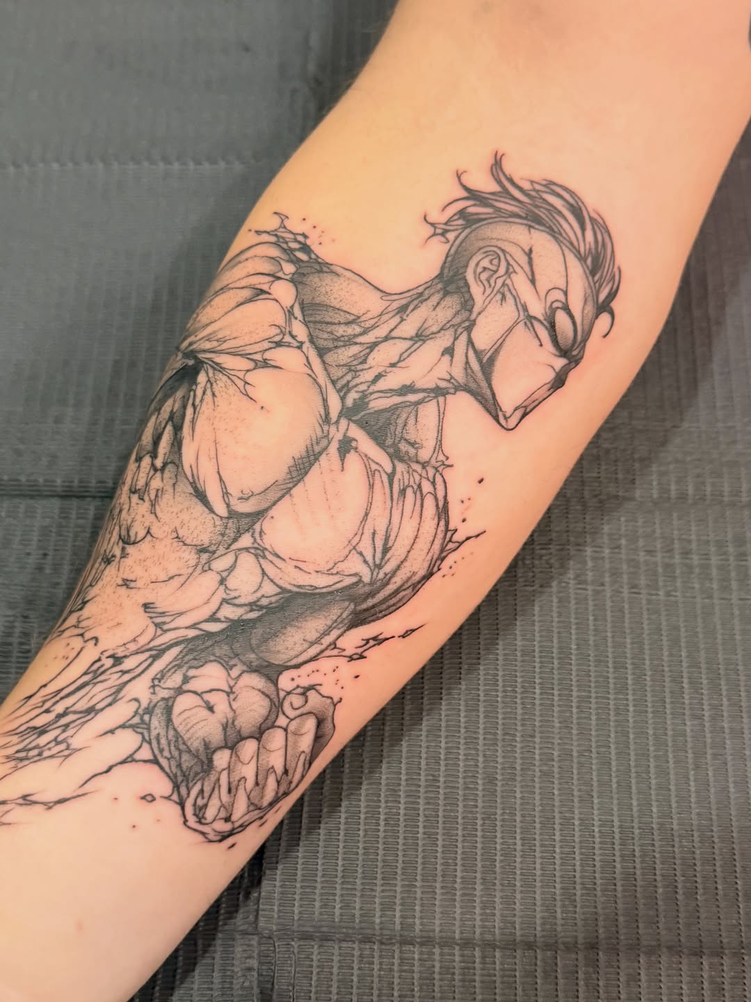 Tattoo by @scottys_ink315 — anime, black_and_grey
