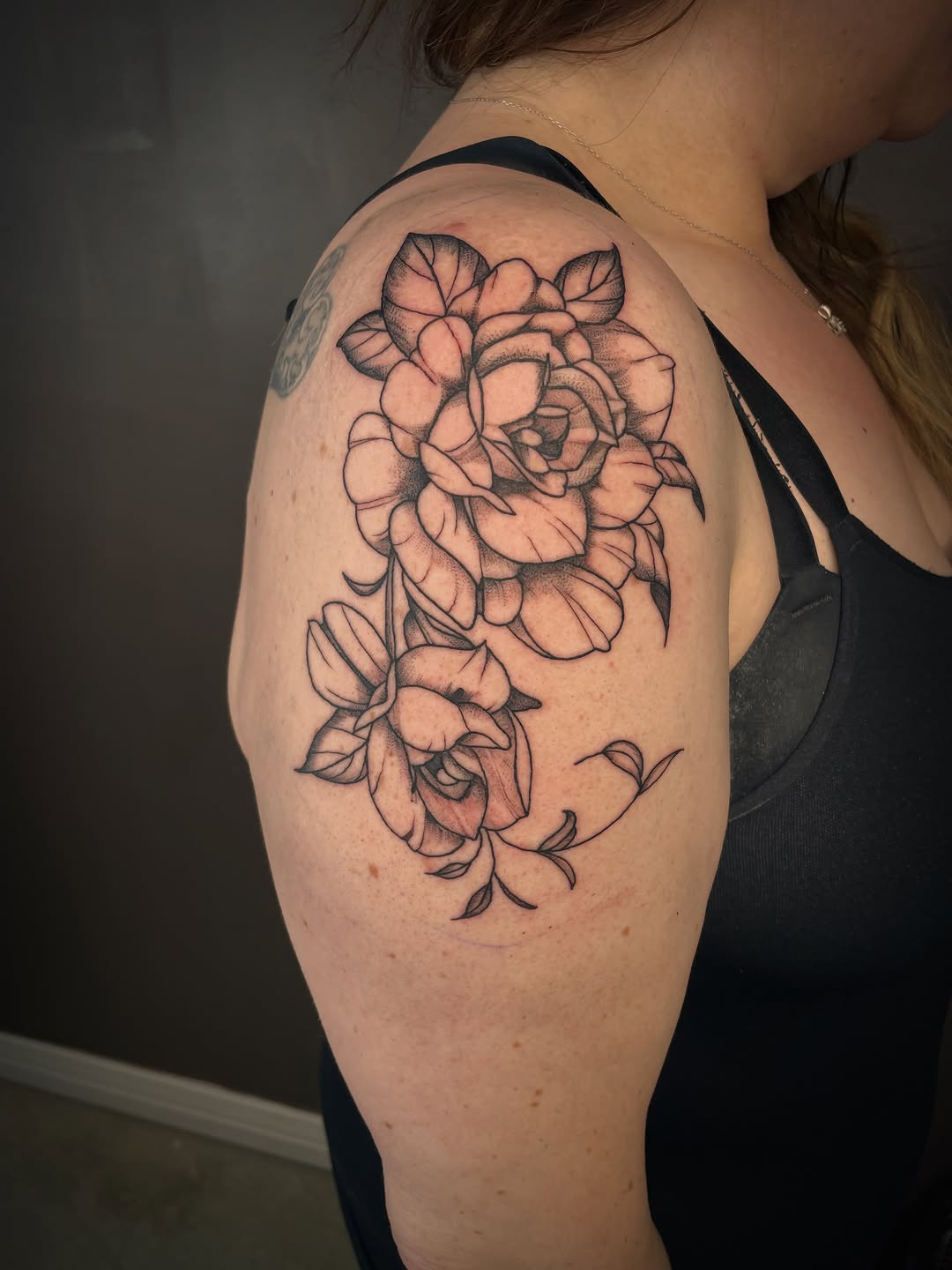 Tattoo by @scare_bear_tattoos — illustrative, black_and_grey