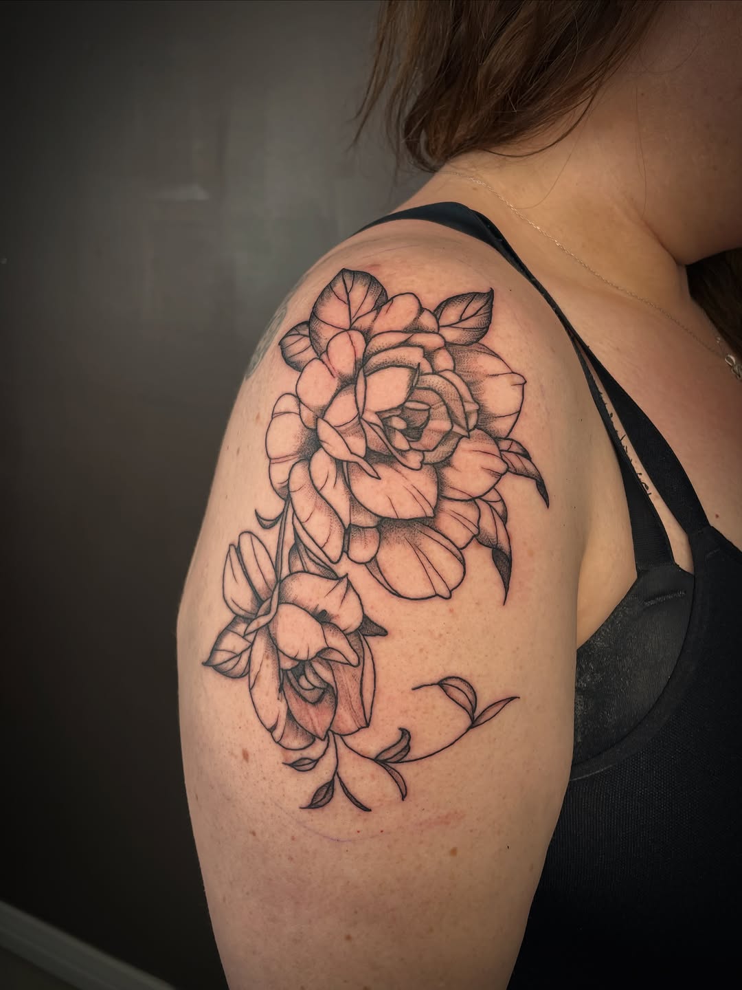 Tattoo by @scare_bear_tattoos — illustrative, black_and_grey
