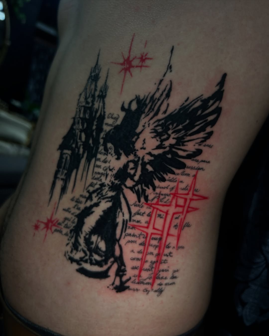 Tattoo by @ahsatan.ink — blackwork, trash_polka