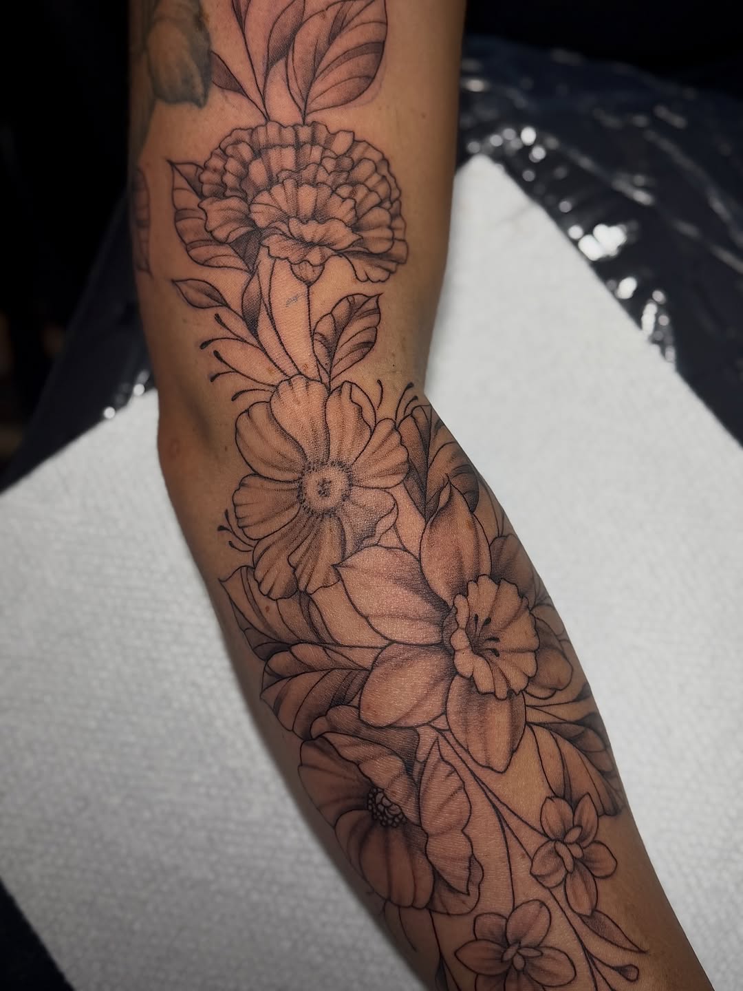 Tattoo by @tinkedtattoo — illustrative, black_and_grey