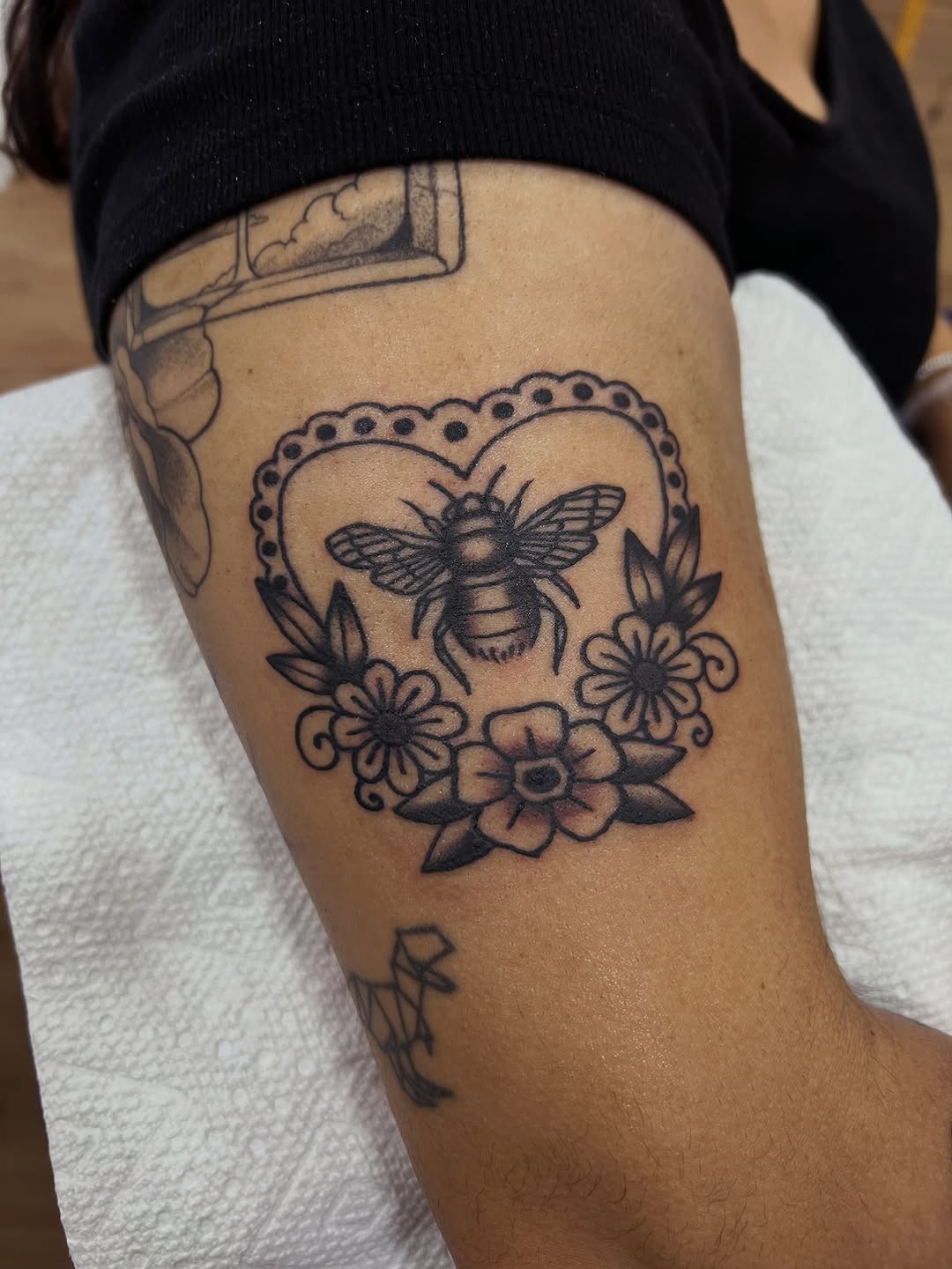 Tattoo by @tenderhearttat2 — illustrative, black_and_grey