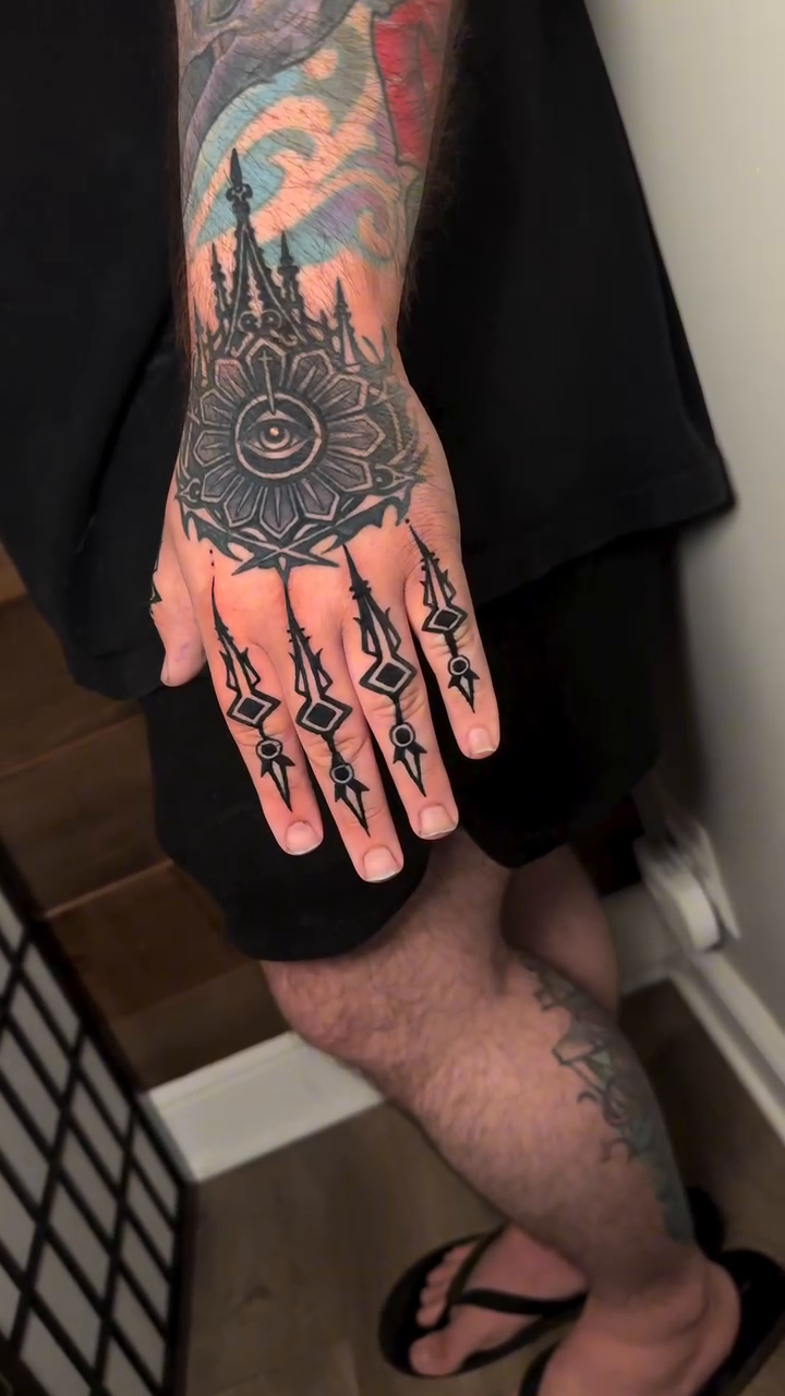 Tattoo by @needlebeetle — blackwork, geometric