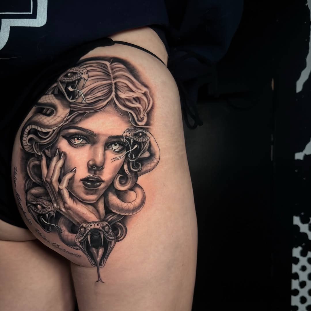 Tattoo by @_vegatattoo — realism, black_and_grey