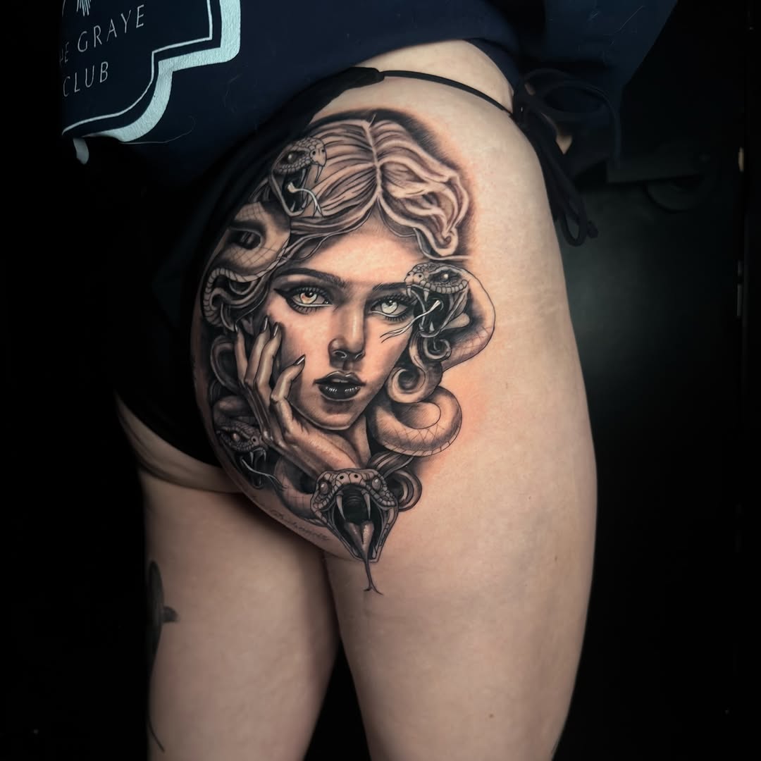 Tattoo by @_vegatattoo — realism, black_and_grey