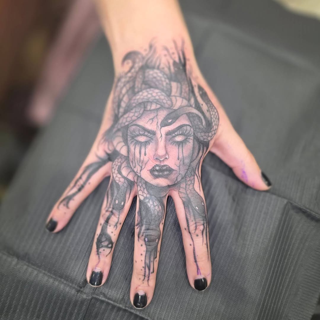 Tattoo by @noposfucktattoos โ dark_realism, black_and_grey