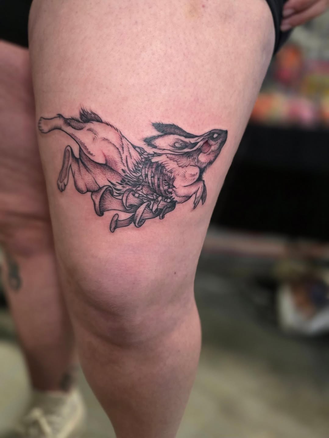 Tattoo by @noposfucktattoos โ dark_realism, black_and_grey