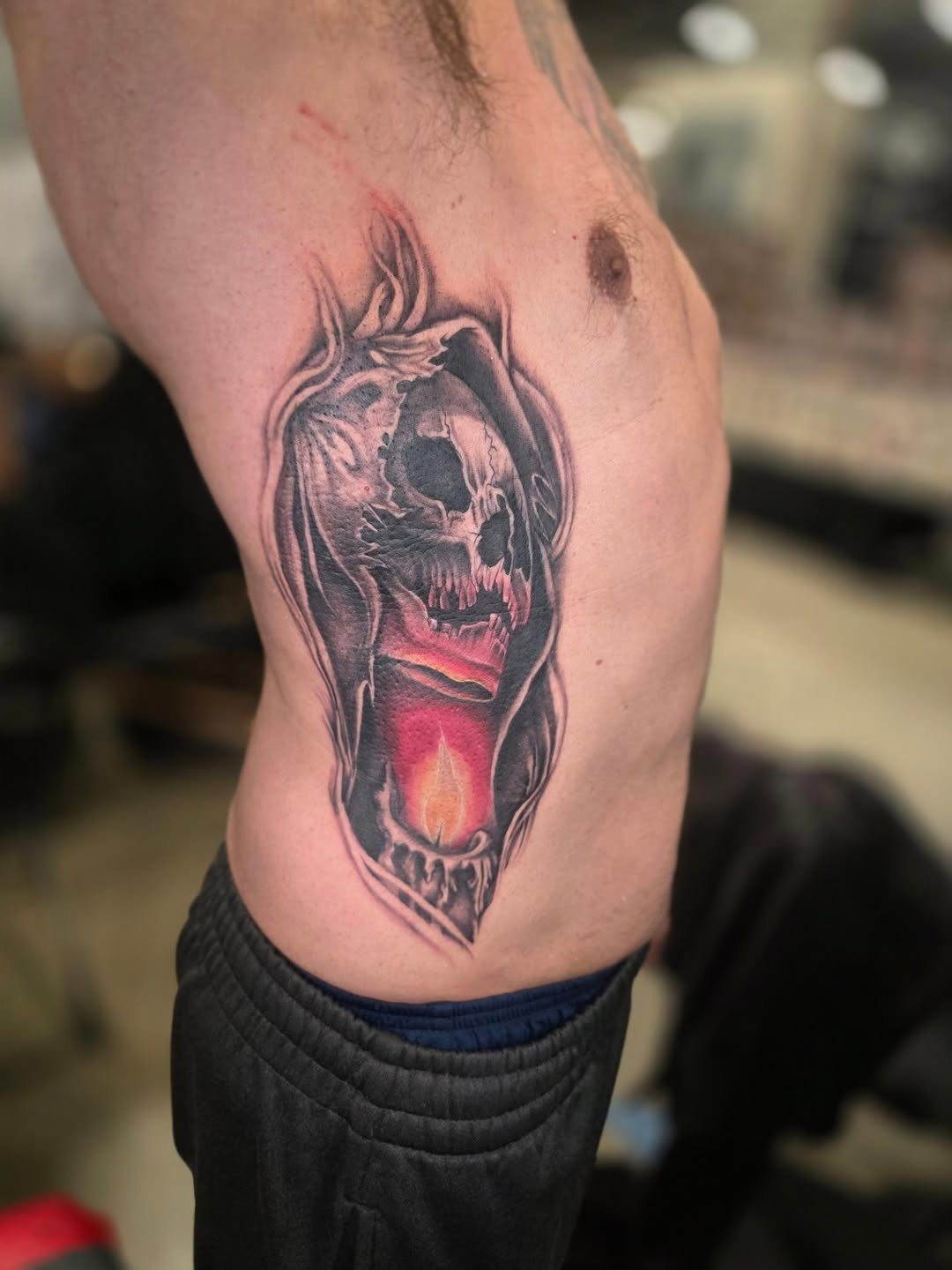 Tattoo by @noposfucktattoos โ dark_realism, black_and_grey